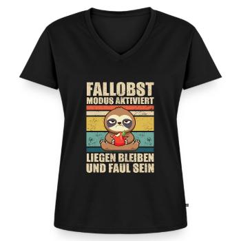 Faultier Kollege Arbeitskollege Faul - Frauen Premium Bio T-Shirt mit V-Ausschnitt - Schwarz - Vorne - AI Model Female 172 light (172cm)