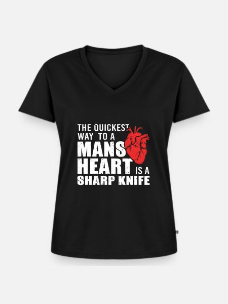 Herz OP Bypass Herzchirurg - Frauen Premium Bio T-Shirt mit V-Ausschnitt - Schwarz