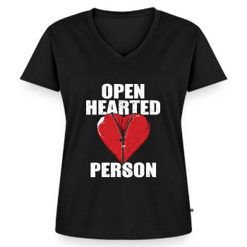 Herz OP Bypass Operation - Frauen Premium Bio T-Shirt mit V-Ausschnitt - Schwarz - Vorne - AI Model Female 172 light (172cm)
