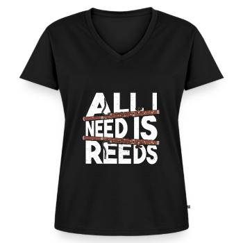 Basson Faggotist Musicien Reed - T-shirt encolure en V Premium bio Femme - noir - Devant - AI Model Female 172 light (172cm)