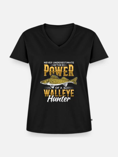 Zander angeln Angler Walleye - Frauen Premium Bio T-Shirt mit V-Ausschnitt - Schwarz