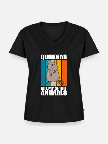 Quokka Australien Beuteltier - Frauen Premium Bio T-Shirt mit V-Ausschnitt - Schwarz