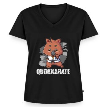 Karaté Arts Martiaux Quokka - T-shirt encolure en V Premium bio Femme - noir - Devant - AI Model Female 172 light (172cm)