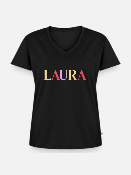 Name Spanierin Laura - Frauen Premium Bio T-Shirt mit V-Ausschnitt - Schwarz
