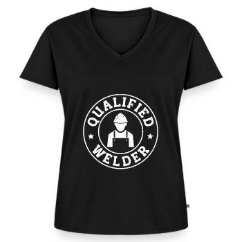 Bouw Klusjesman - Vrouwen Premium Bio T-shirt met V-hals - zwart - Voor - AI Model Female 172 light (172cm)