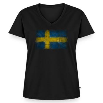 sweden - schweden - Frauen Premium Bio T-Shirt mit V-Ausschnitt - Schwarz - Vorne - AI Model Female 172 light (172cm)