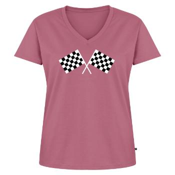 Drapeaux de course automobile - T-shirt encolure en V Premium bio Femme - mauve - Devant - AI Model Female 172 dark (172cm)