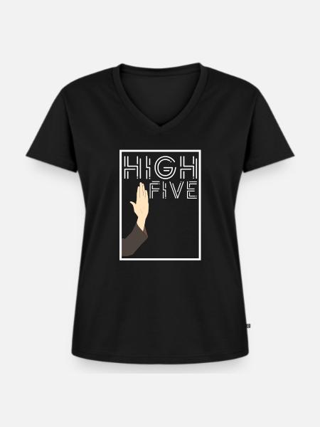 HIGH FIVE - Frauen Premium Bio T-Shirt mit V-Ausschnitt - Schwarz