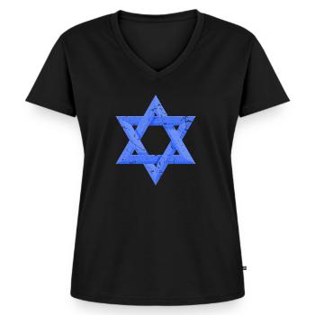 star of David - Women's Premium Organic V-neck T-shirt - black - Front - AI Model Female 172 light (172cm)
