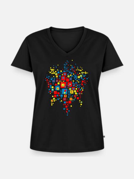  Weltkarte abstrakt - Frauen Premium Bio T-Shirt mit V-Ausschnitt - Schwarz