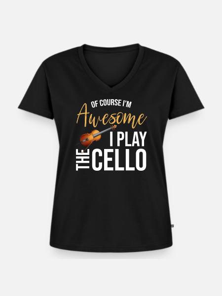 Cello Violoncello - Frauen Premium Bio T-Shirt mit V-Ausschnitt - Schwarz