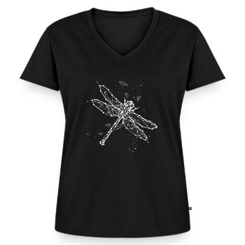 Libelle Lupe - Frauen Premium Bio T-Shirt mit V-Ausschnitt - Schwarz - Vorne - AI Model Female 172 light (172cm)