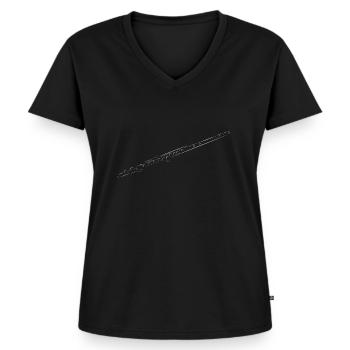 Querflöte Flöte Instrument Geschenk Musiker Musik - Frauen Premium Bio T-Shirt mit V-Ausschnitt - Schwarz - Vorne - AI Model Female 172 light (172cm)