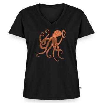 Oktopus - Frauen Premium Bio T-Shirt mit V-Ausschnitt - Schwarz - Vorne - AI Model Female 172 light (172cm)