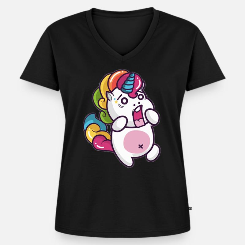Ein Einhorn .. oder? - Frauen Premium Bio T-Shirt mit V-Ausschnitt - Schwarz