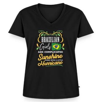Femme brésilienne - T-shirt encolure en V Premium bio Femme - noir - Devant - AI Model Female 172 light (172cm)