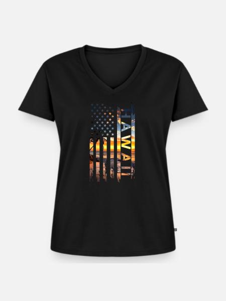 Hawaii Souvenir - Frauen Premium Bio T-Shirt mit V-Ausschnitt - Schwarz