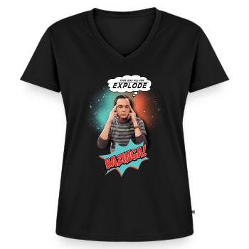 The Big Bang Theory Explode - T-shirt encolure en V Premium bio Femme - noir - Devant - AI Model Female 172 light (172cm)