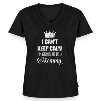 graviditet - Ekologisk premium-T-shirt med V-ringning dam - svart - Fram - AI Model Female 172 light (172cm)