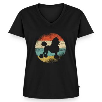 caniche - Camiseta ecológica prémium para mujer con cuello de pico - negro - delante - AI Model Female 172 light (172cm)