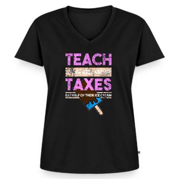 Kapitalismus Kinder - Frauen Premium Bio T-Shirt mit V-Ausschnitt - Schwarz - Vorne - AI Model Female 172 light (172cm)