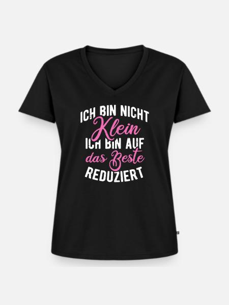 Ich bin nicht klein - Frauen Premium Bio T-Shirt mit V-Ausschnitt - Schwarz