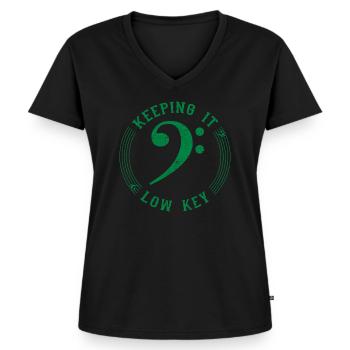 Bas Clef Green - Vintage Muzikaal Symbool - Vrouwen Premium Bio T-shirt met V-hals - zwart - Voor - AI Model Female 172 light (172cm)