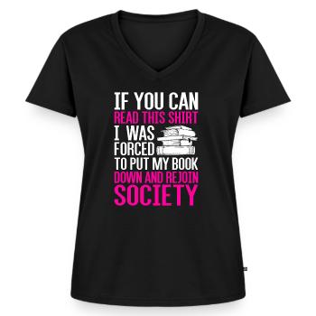 Bücher - Frauen Premium Bio T-Shirt mit V-Ausschnitt - Schwarz - Vorne - AI Model Female 172 light (172cm)