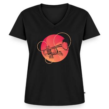 trompette - T-shirt encolure en V Premium bio Femme - noir - Devant - AI Model Female 172 light (172cm)