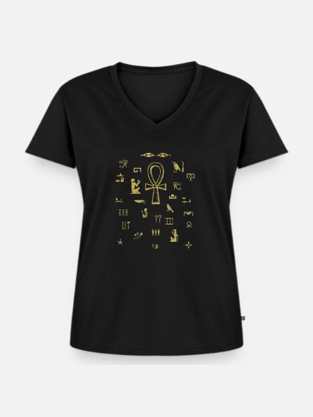 Ägypten Hieroglyphe - Frauen Premium Bio T-Shirt mit V-Ausschnitt - Schwarz