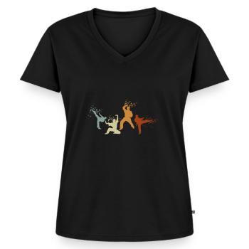 Karate - Frauen Premium Bio T-Shirt mit V-Ausschnitt - Schwarz - Vorne - AI Model Female 172 light (172cm)