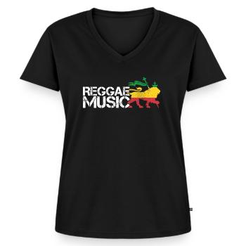 Reggae Musik Rastafari Jamaika Geschenk - Frauen Premium Bio T-Shirt mit V-Ausschnitt - Schwarz - Vorne - AI Model Female 172 light (172cm)