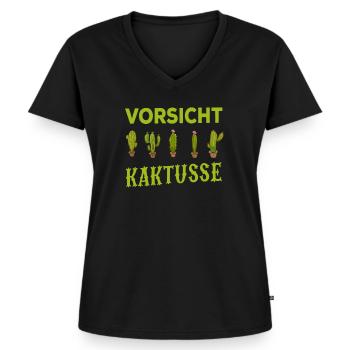 Kakteen Liebhaberin Kaktusse Kaktus Geschenk - Frauen Premium Bio T-Shirt mit V-Ausschnitt - Schwarz - Vorne - AI Model Female 172 light (172cm)