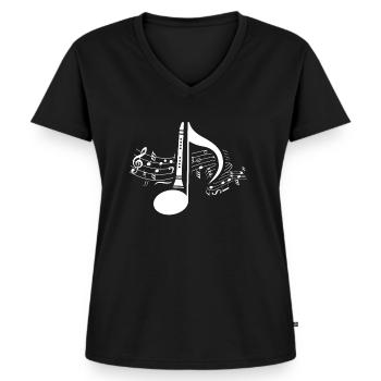 Klarinette - Frauen Premium Bio T-Shirt mit V-Ausschnitt - Schwarz - Vorne - AI Model Female 172 light (172cm)