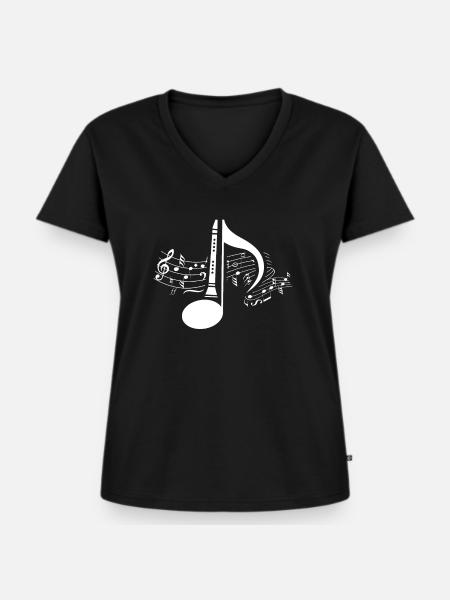 Klarinette - Frauen Premium Bio T-Shirt mit V-Ausschnitt - Schwarz