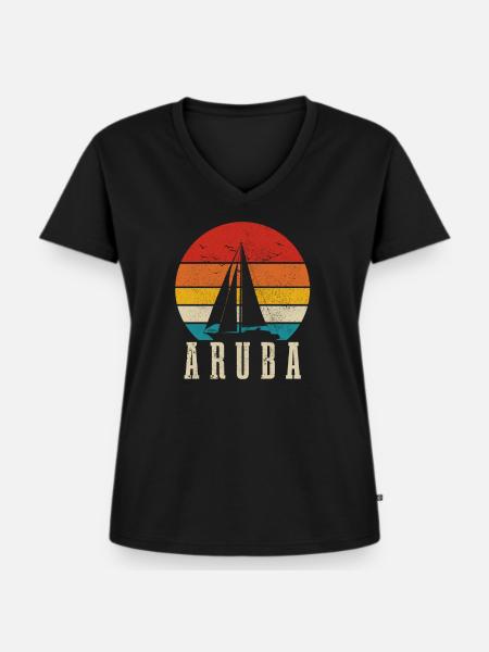Aruba - Frauen Premium Bio T-Shirt mit V-Ausschnitt - Schwarz