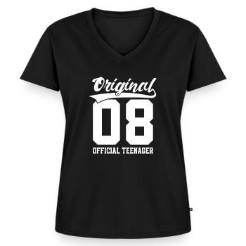 Geburtsjahr 2008 Geburtstag Offiziell Teenager - Frauen Premium Bio T-Shirt mit V-Ausschnitt - Schwarz - Vorne - AI Model Female 172 light (172cm)