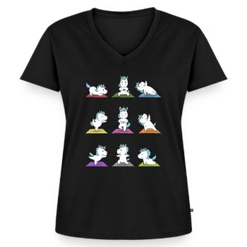 Yoga Unicorn Meditation Yogi Namaste Gift - Women's Premium Organic V-neck T-shirt - black - Front - AI Model Female 172 light (172cm)