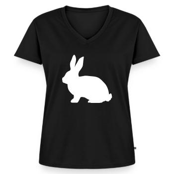 Hase - Frauen Premium Bio T-Shirt mit V-Ausschnitt - Schwarz - Vorne - AI Model Female 172 light (172cm)