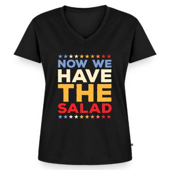 Witzige Denglisch Sprüche Deutsch Englisch Lehrer - Frauen Premium Bio T-Shirt mit V-Ausschnitt - Schwarz - Vorne - AI Model Female 172 light (172cm)