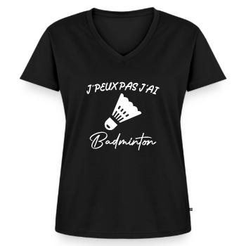 Je Peux Pas J'ai Badminton - T-shirt encolure en V Premium bio Femme - noir - Devant - AI Model Female 172 light (172cm)