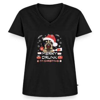 Deutsch Drahthaar Weihnachtsmarkt - Frauen Premium Bio T-Shirt mit V-Ausschnitt - Schwarz - Vorne - AI Model Female 172 light (172cm)