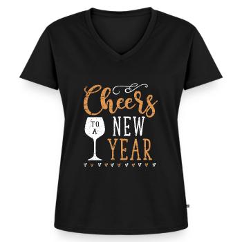 New Years Eve Cheers To A New Year 2021 Happy New - Women's Premium Organic V-neck T-shirt - black - Front - AI Model Female 172 light (172cm)