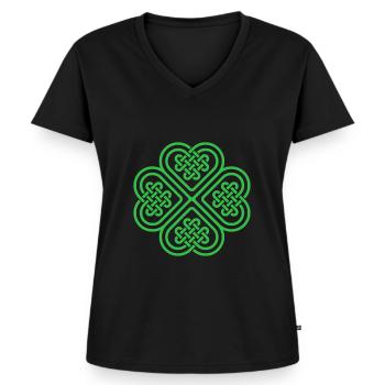 Shamrock Heart Celtic Knot Ierse St. Patricks Day - Vrouwen Premium Bio T-shirt met V-hals - zwart - Voor - AI Model Female 172 light (172cm)