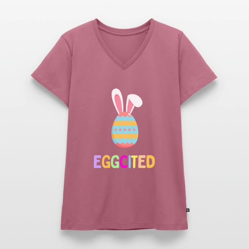 Eggcited For Easter | Funny Easter Egg With Easter Women's Premium Organic V-neck T-shirt