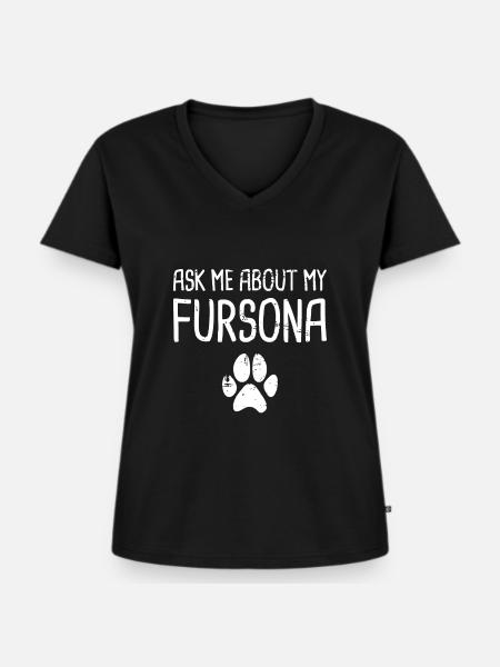 Fursona - Lustiges pelziges Fandom - Frauen Premium Bio T-Shirt mit V-Ausschnitt - Schwarz