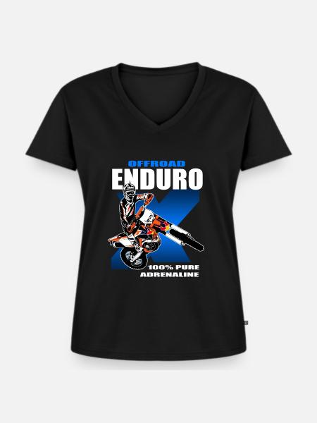 Enduro Offroad - Frauen Premium Bio T-Shirt mit V-Ausschnitt - Schwarz