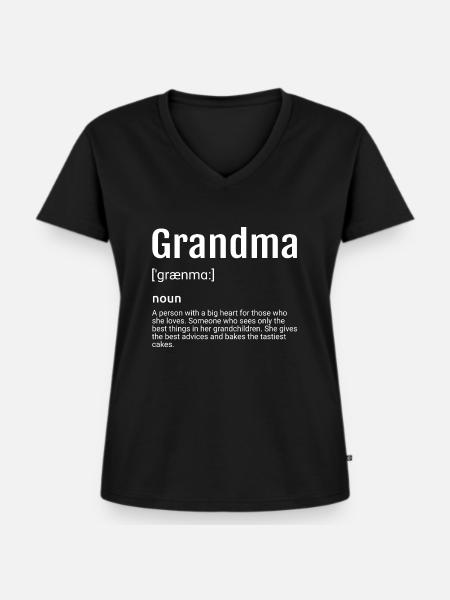 Grandma Definition - Frauen Premium Bio T-Shirt mit V-Ausschnitt - Schwarz