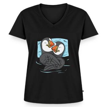 puffin puffin auke birds Lunde - Women's Premium Organic V-neck T-shirt - black - Front - AI Model Female 172 light (172cm)