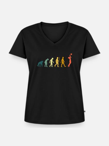 Volleyball Evolution Volleyballerin Retro - Frauen Premium Bio T-Shirt mit V-Ausschnitt - Schwarz
